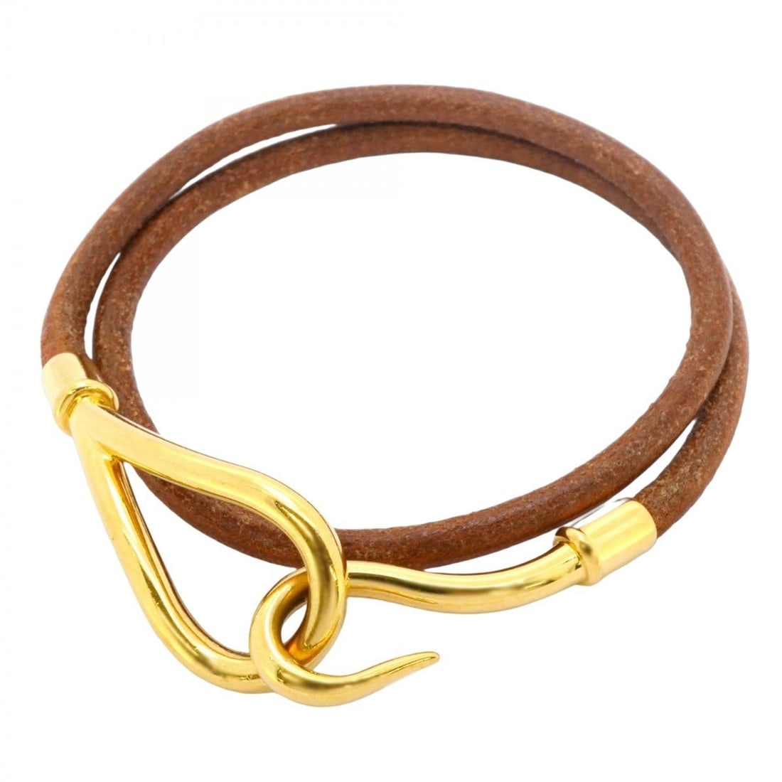 Hermes Jumbo Hook Bracelet, GP Plated Leather, Gold, Brown, Women's: --- Catalog ---Category: SizeLength: 16.5cm / 6.49''Category: DesignType: Charm braceletColor: Brown, GoldGender: WomenMaterial: Gold plating, LeatherCategory: GeneralBrand: Hermes--- Item List ---Sec