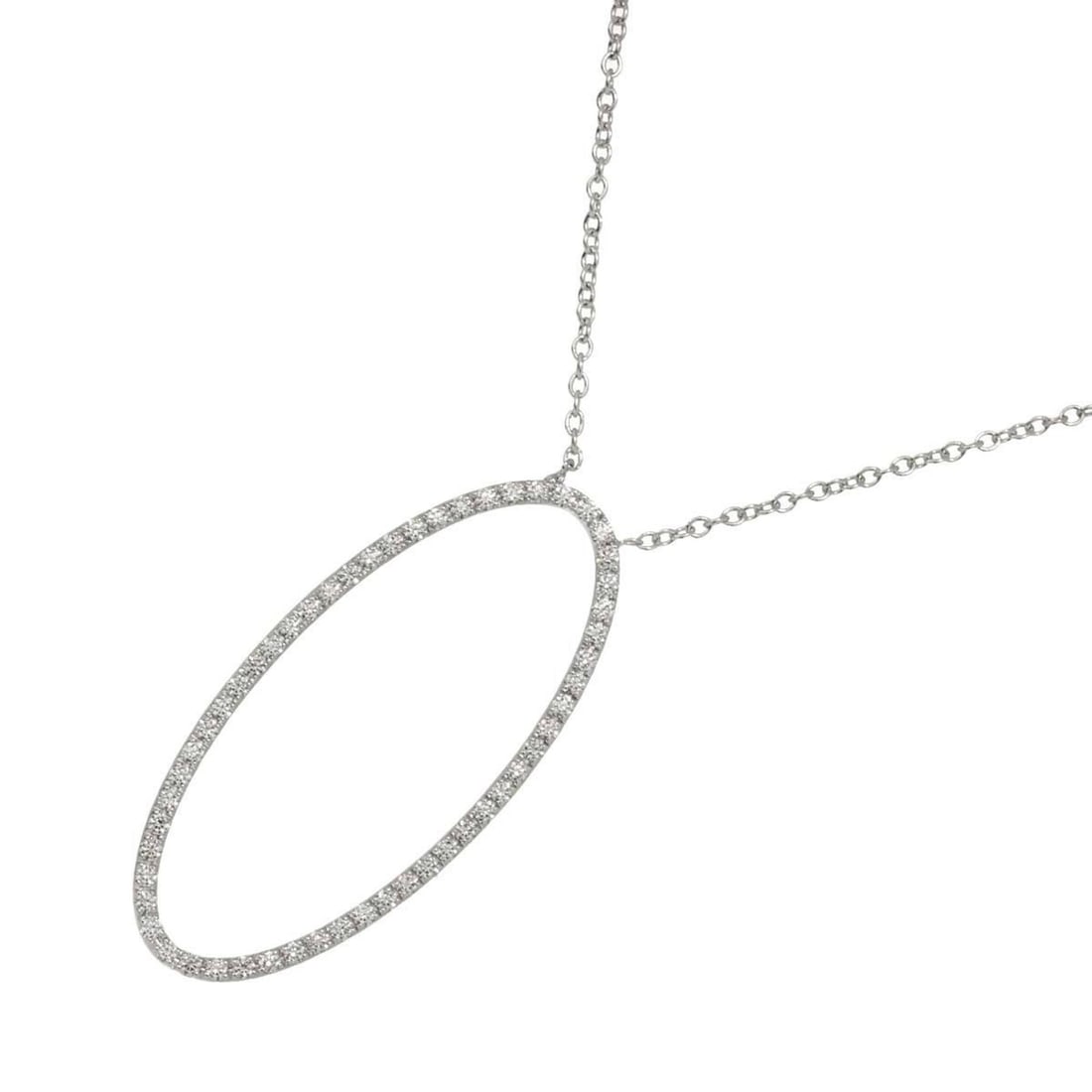 Tiffany & Co. Metro Oval Diamond Necklace, 40cm, 18K White Gold 750 Necklace (1 of 17)