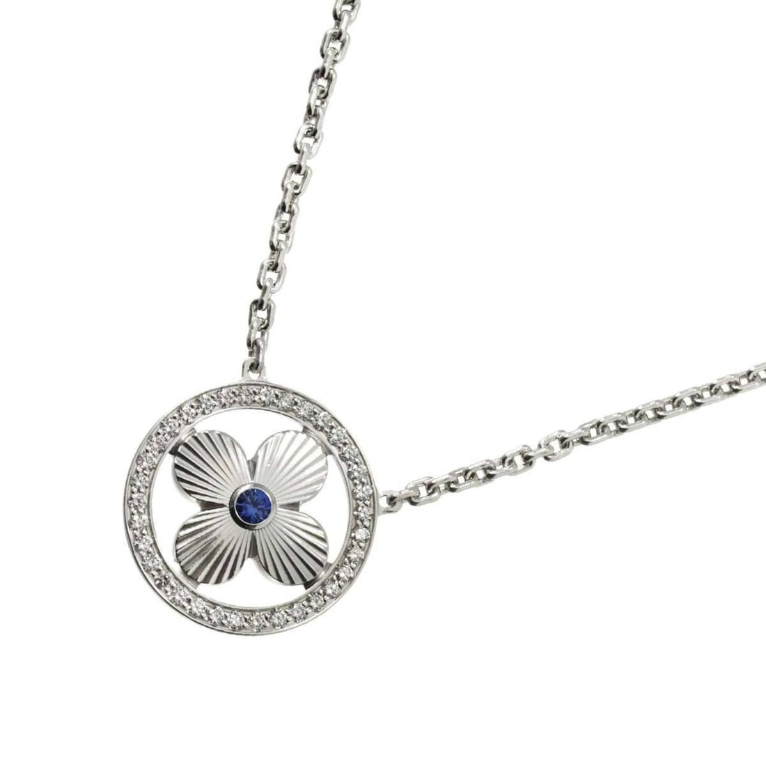 Louis Vuitton Sun Blossom Sapphire and Diamond Pendant Necklace, 41cm, 18K White Gold, 750 Necklace: --- Catalog ---Category: SizePendant Size: 14mm x 14mm / 0.55'' x 0.55''Neck Circumference: 41 cm / 16.14''Category: DesignGender: WomenMaterial: White gold (18K)Necklace Type: NecklaceCategory: Gener