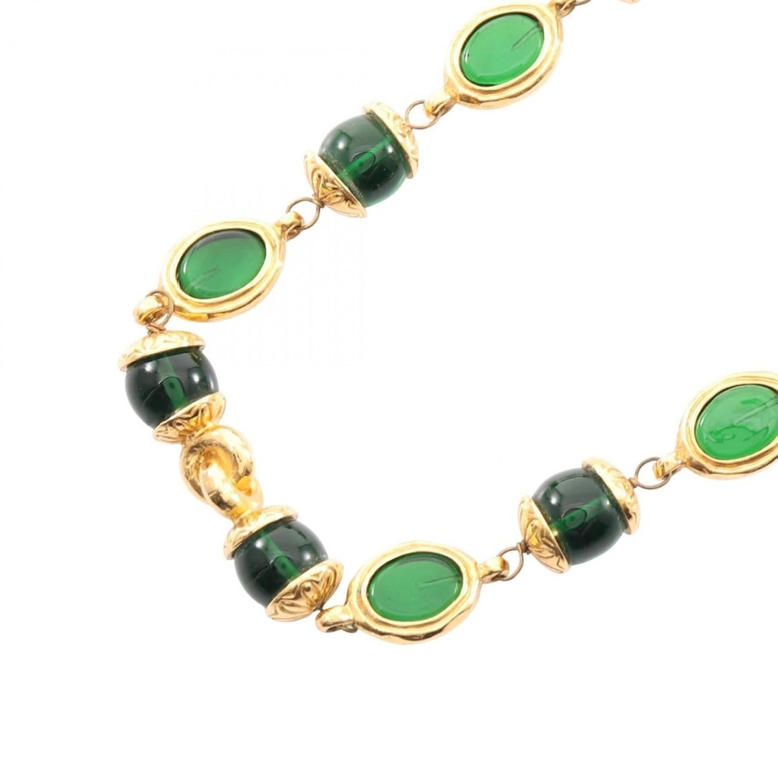 CHANEL Gripoa Necklace, Gold-Plated, Glass, Women's, Gold and Green (1 of 15)