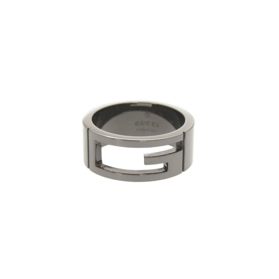 Excellent condition Gucci Branded G Cutout #13 Silver 925 Gunmetal Ring 0836GUCCI (1 of 10)