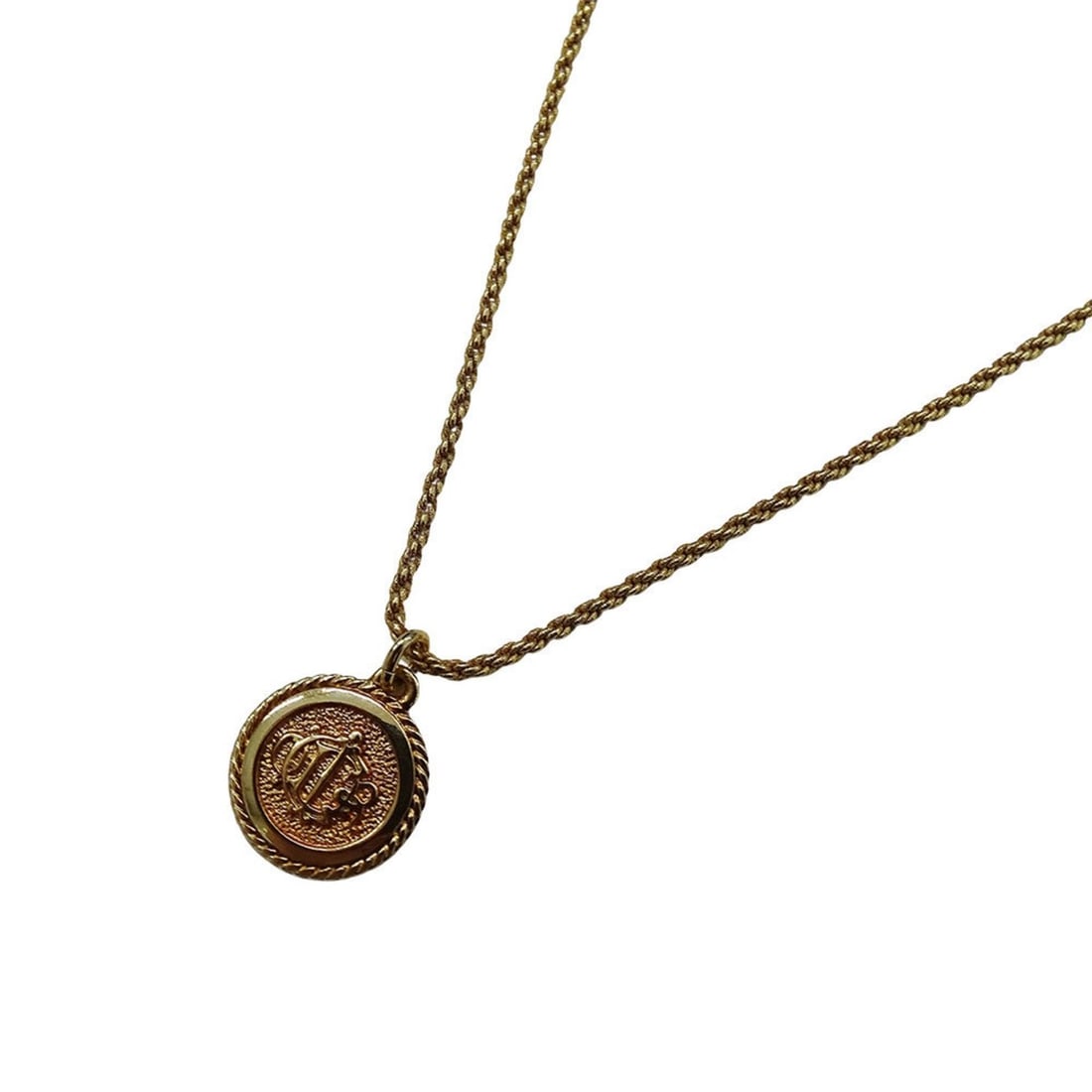 Christian Dior Dior necklace for women, brand GP logo plate, gold (1 of 9)