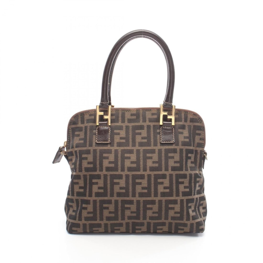Fendi Zucca handbag, canvas and leather, women's, brown (1 of 10)