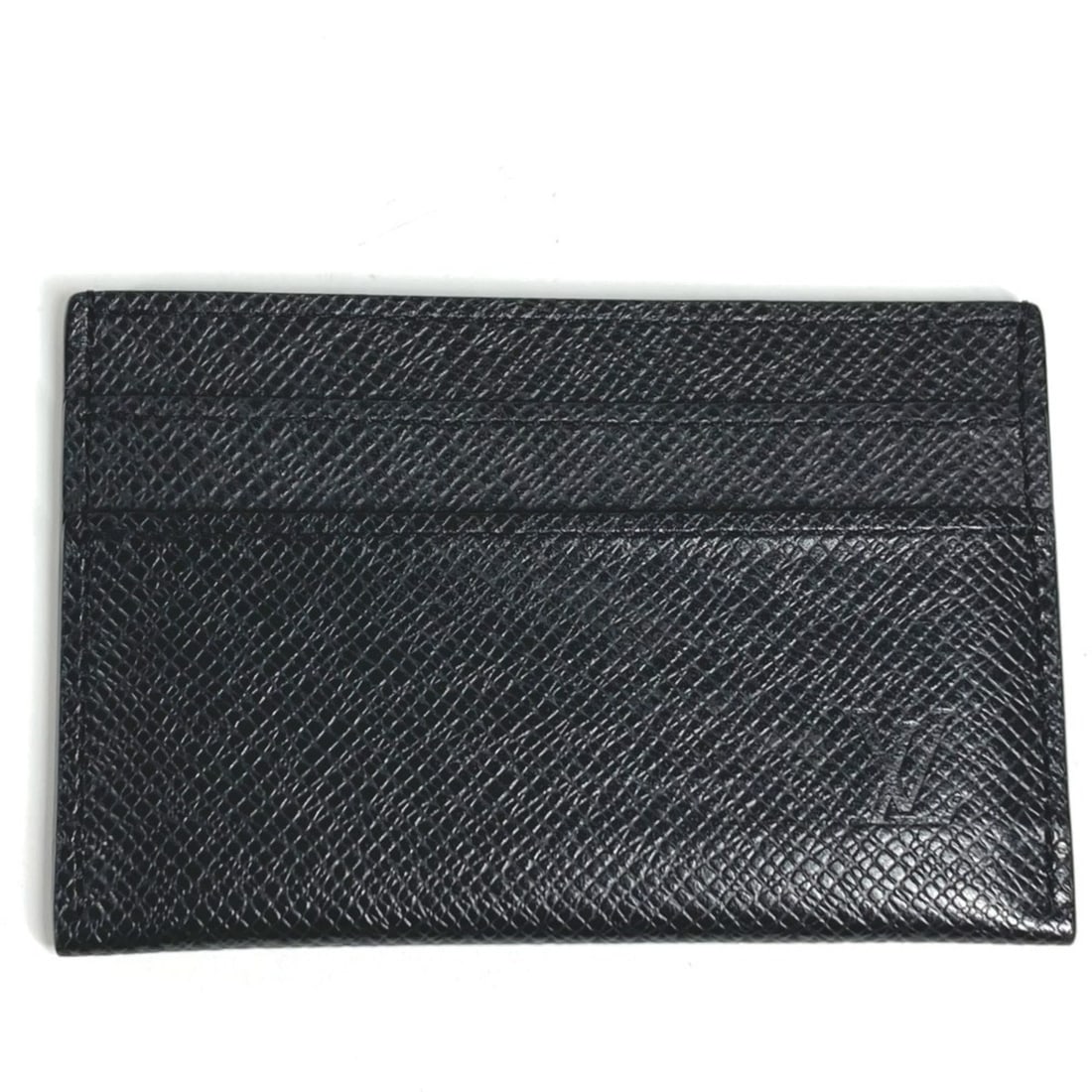 LOUIS VUITTON M32730 Taiga Porte Carte Double Business Card Case/Pass Case in Leather, Black, for (1 of 13)