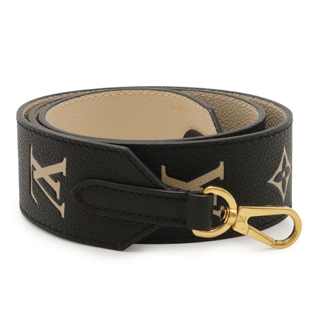 LOUIS VUITTON Monogram Empreinte Shoulder Strap, Leather, Two-Tone, Black and Beige, J02520 (1 of 10)