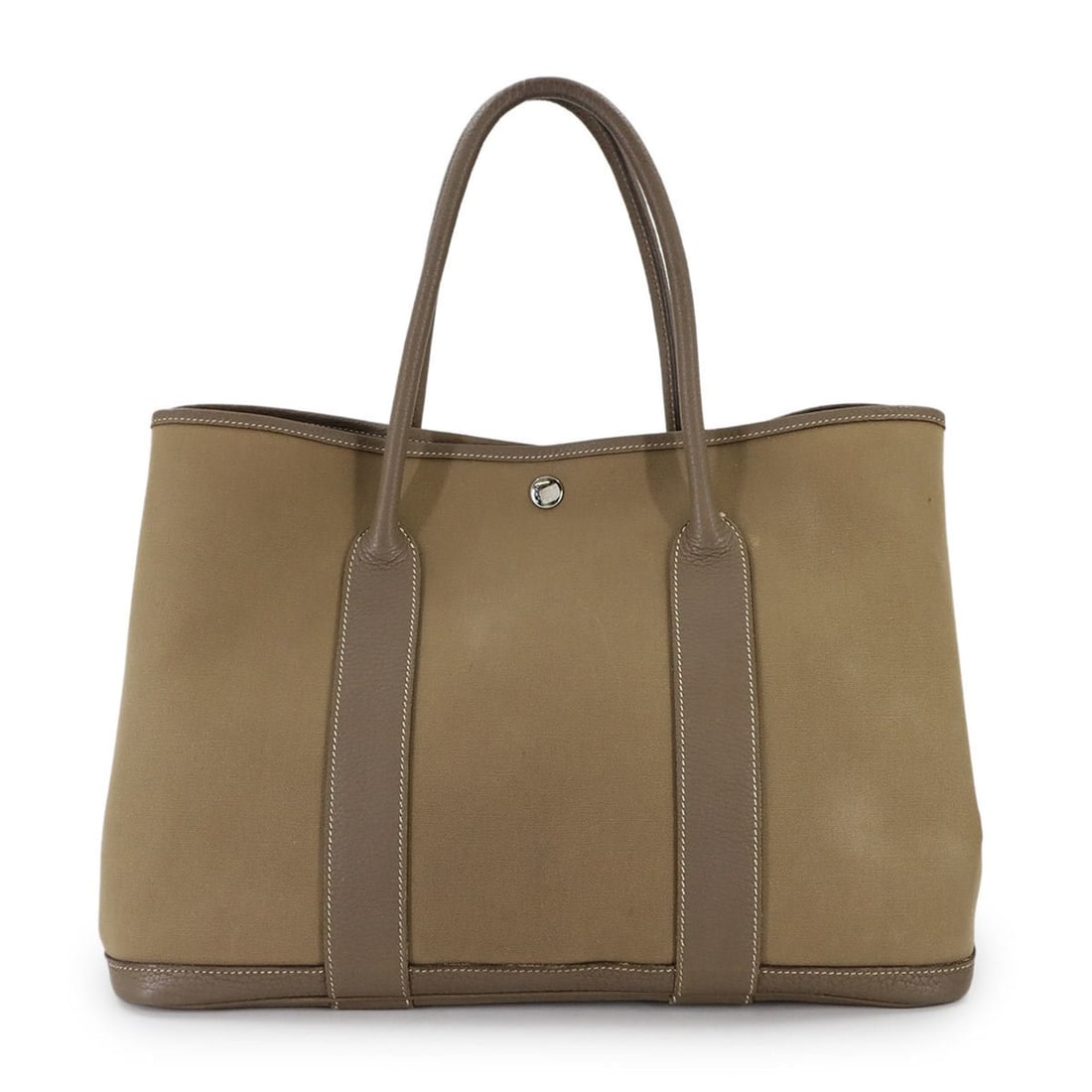 Hermes Hermès Garden Party 36 PM Tote Handbag in Toile Officier Leather, Etoupe with Silver (1 of 12)