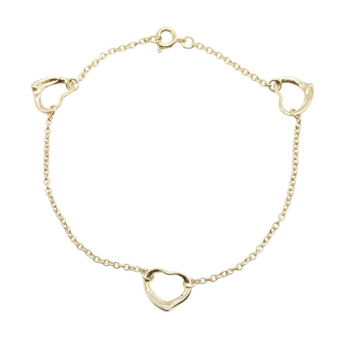Tiffany & Co. Open Heart Bracelet, Vintage, 18K Yellow Gold, Women's, Gold: --- Catalog ---Category: DesignType: Charm braceletColor: GoldGender: WomenSeason: VintageMaterial: Yellow gold (18K)Category: GeneralLine: Open HeartBrand: Tiffany--- Item List ---Section: ConditionR