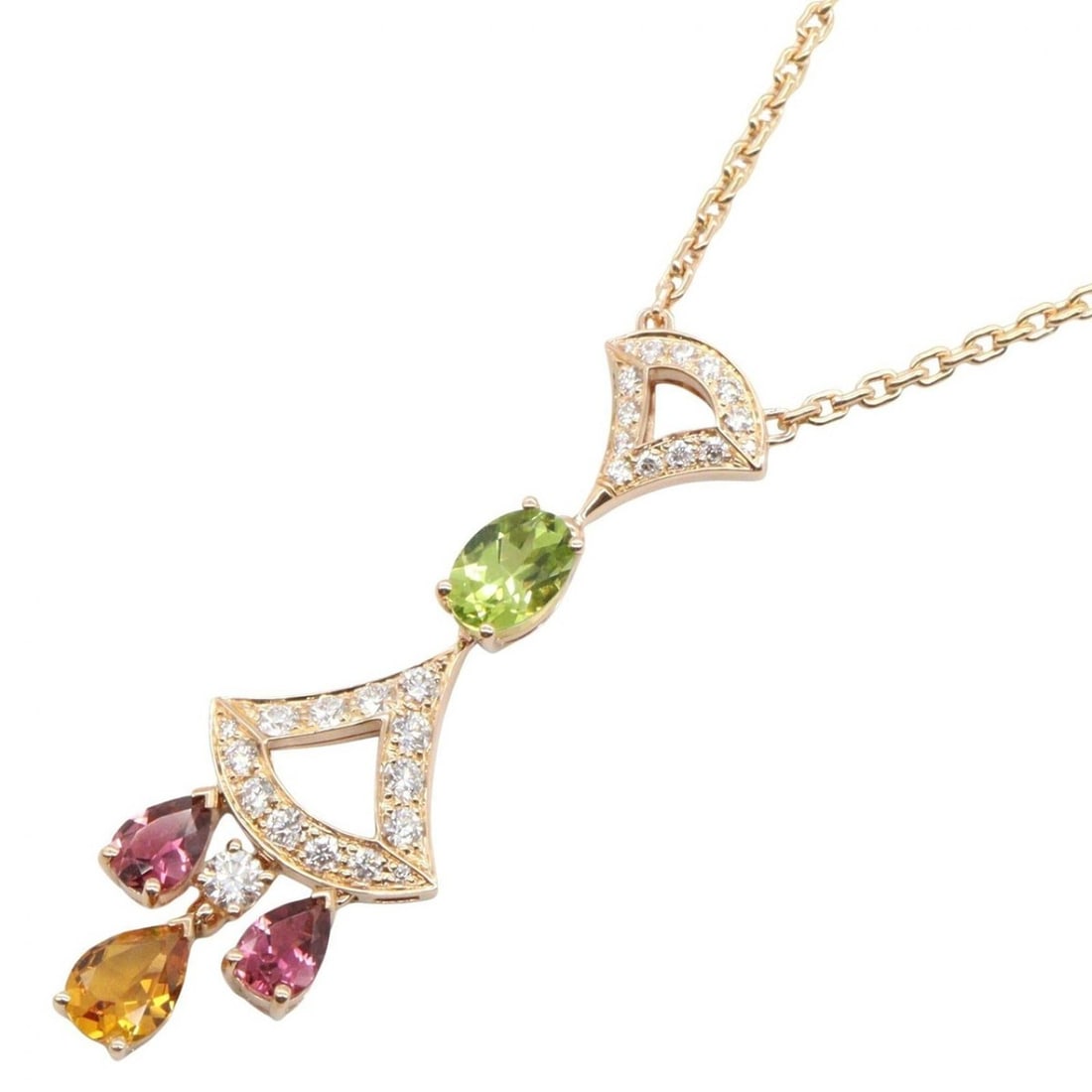Bvlgari Diva Dream Necklace, 18K Pink Gold with Diamonds, Tourmaline, Peridot, and Citrine, Women's, (1 of 12)