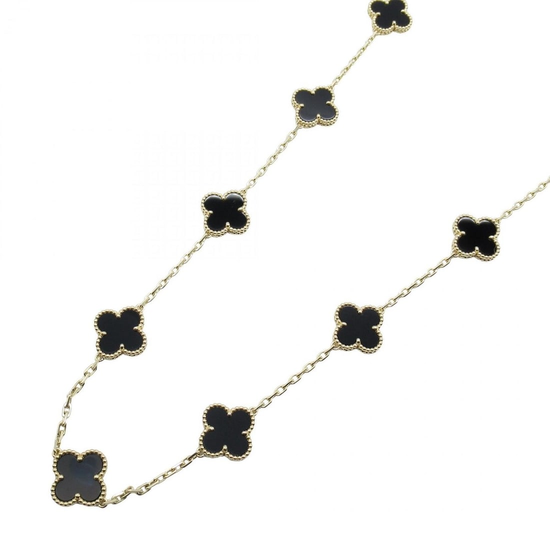 Van Cleef & Arpels Vintage Alhambra Onyx 20-Motif Necklace, 18K Yellow Gold, Onyx, Women's, Gold and (1 of 9)