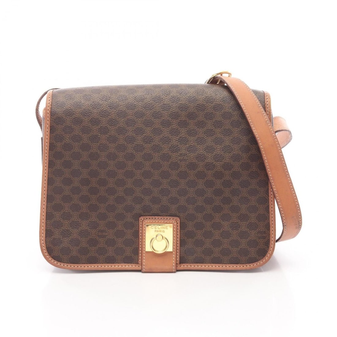 Celine Macadam Shoulder Bag, Handbag, Coated Canvas and Leather, Women's, Brown (1 of 17)