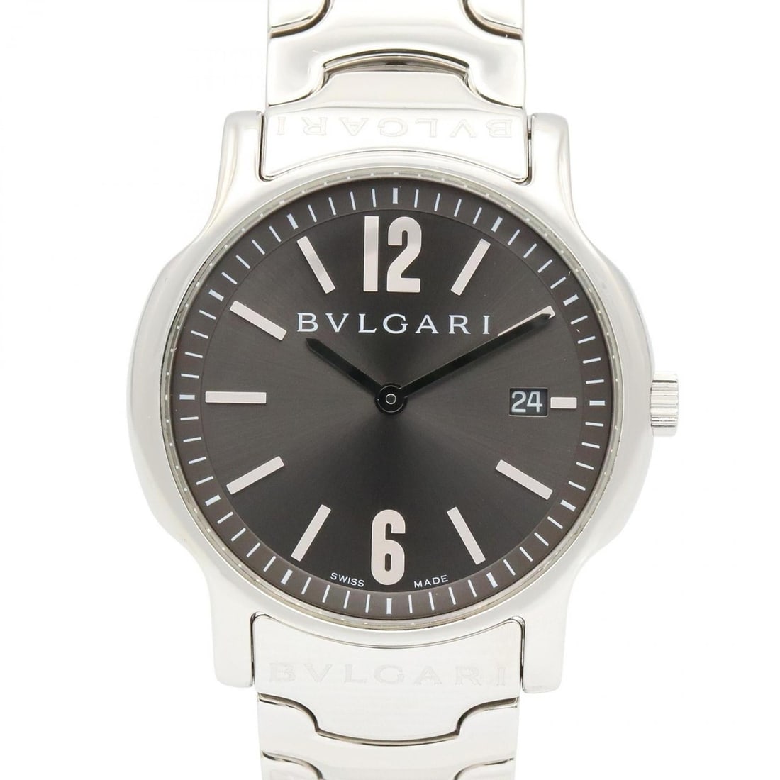 BVLGARI Solotempo Stainless Steel Men's Watch, Gray, ST35S: --- Catalog ---Category: SizeWrist Size: 17cm / 6.69''Case Diameter: 35mm / 1.38''Category: DesignType: WristwatchGender: MenColor (Dial): GrayMaterial (Band): Stainless steelMaterial (Case): Stainles