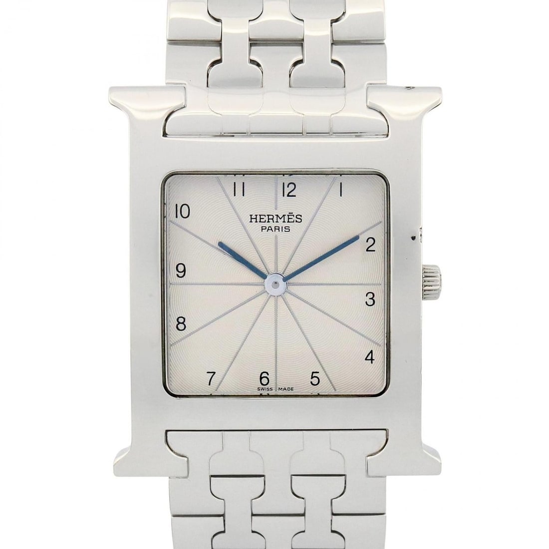 Hermès H Watch, Men's Stainless Steel Silver, HH1.710: --- Catalog ---Category: SizeWrist Size: 18cm / 7.08''Case Diameter: 27.5mm / 1.08''Category: DesignType: WristwatchGender: MenColor (Dial): SilverMaterial (Band): Stainless steelMaterial (Case): Stai