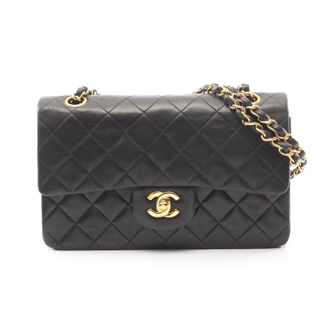 CHANEL Matelasse Double Flap Shoulder Bag/Handbag in Lambskin Leather, Black (1 of 11)