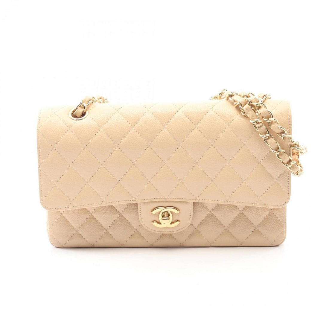 CHANEL Matelasse Double Flap Shoulder Bag/Handbag in Calfskin Leather (Beige) for Women, A01112 (1 of 15)