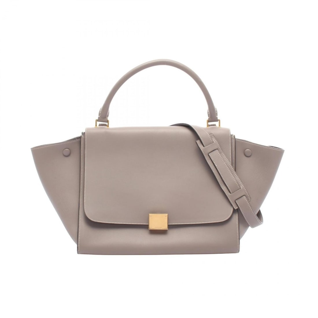 Celine Trapeze Medium Handbag, Leather, Women's, Beige, 169543 (1 of 15)