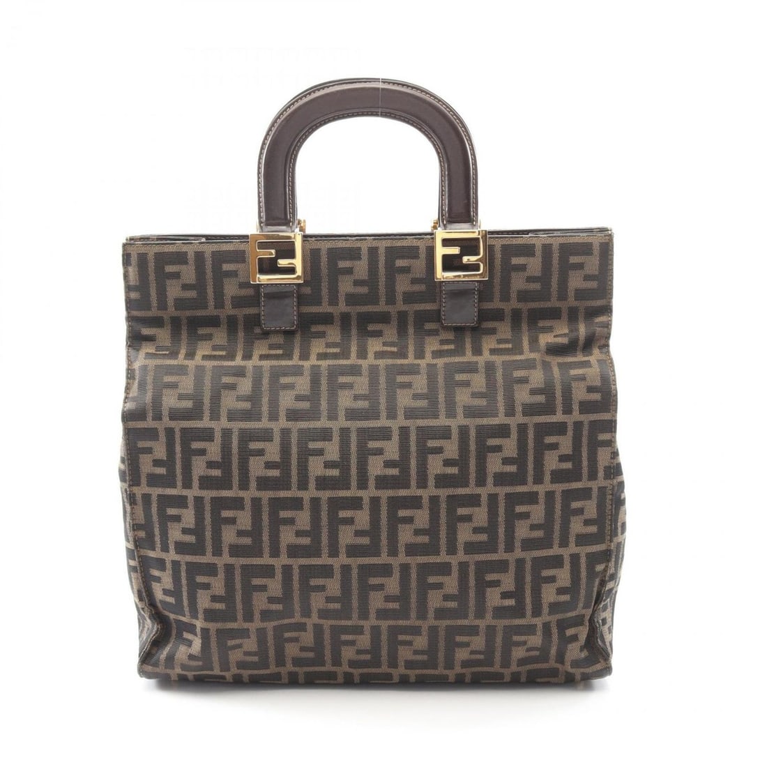 Fendi Zucca Tote Bag, Canvas and Leather, Women's, Brown Black: --- Catalog ---Category: SizeSize (HxWxD): 34cm x 34cm x 10cm / 13.38'' x 13.38'' x 3.93''Category: DesignType: Handbag, Tote bagColor: Black, BrownGender: WomenMaterial: Canvas , Leather Category: Ge