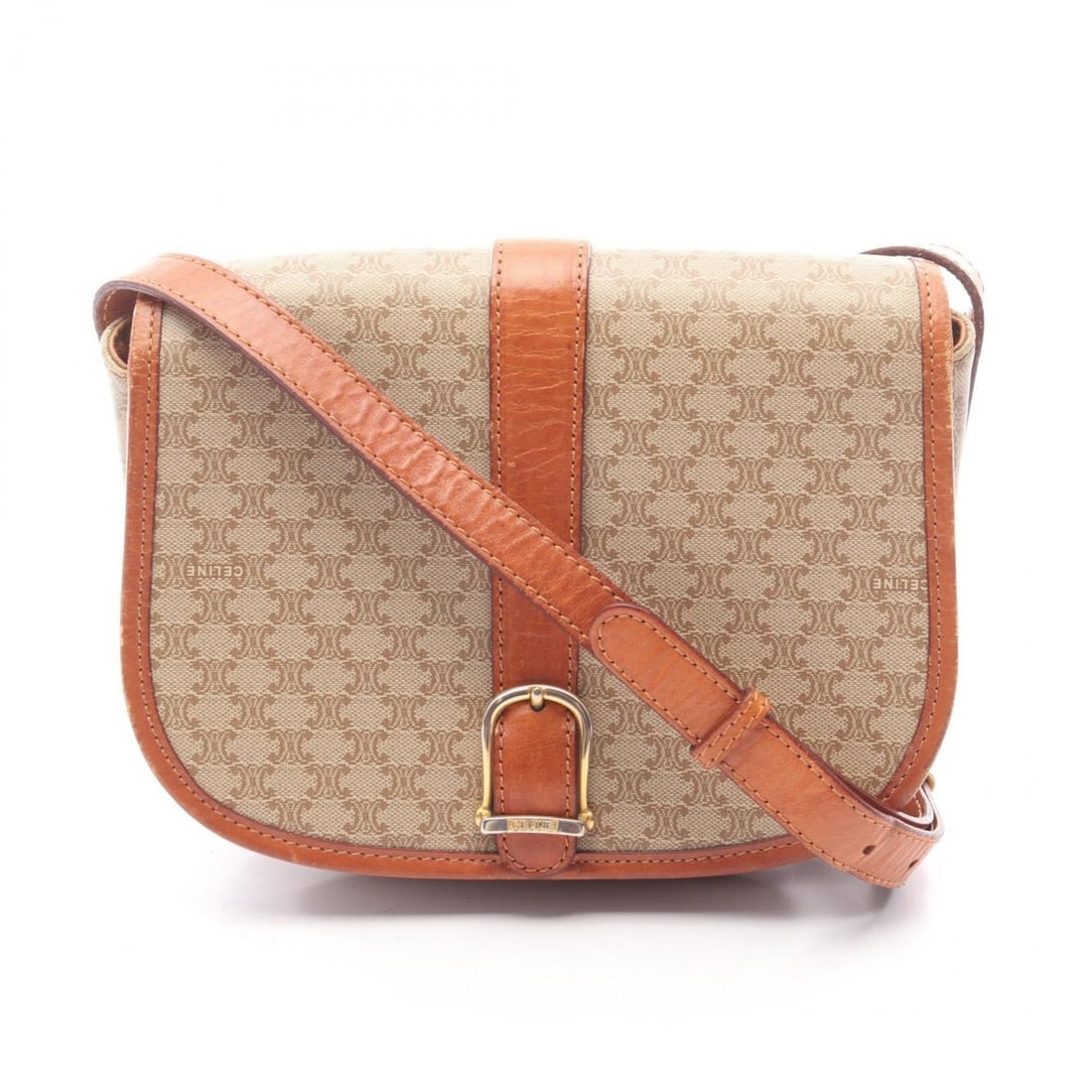 Celine Macadam shoulder bag, handbag, coated canvas and leather, women's, beige brown (1 of 19)