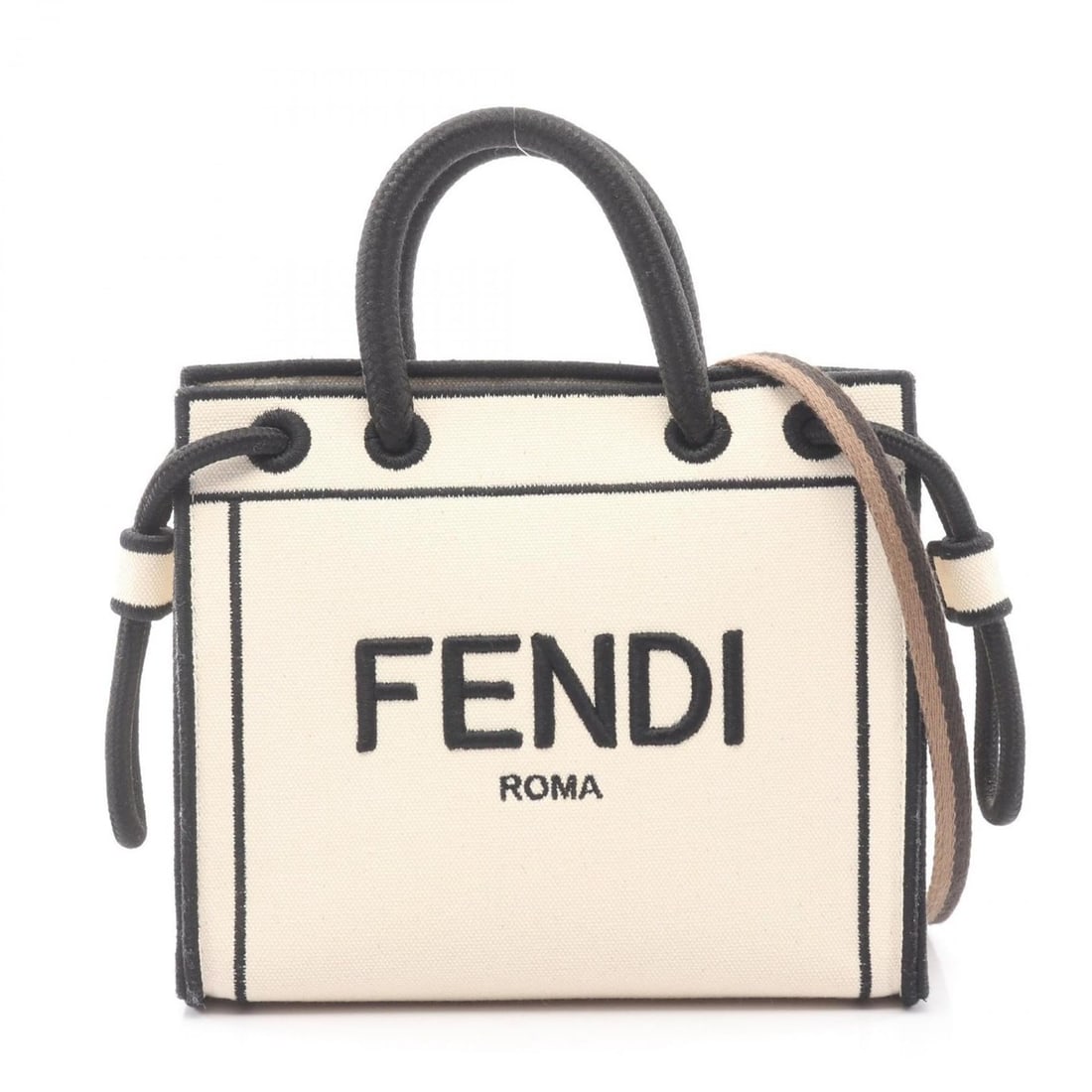 Fendi FENDI handbag, canvas, women's, beige and black, 8BH380 (1 of 17)