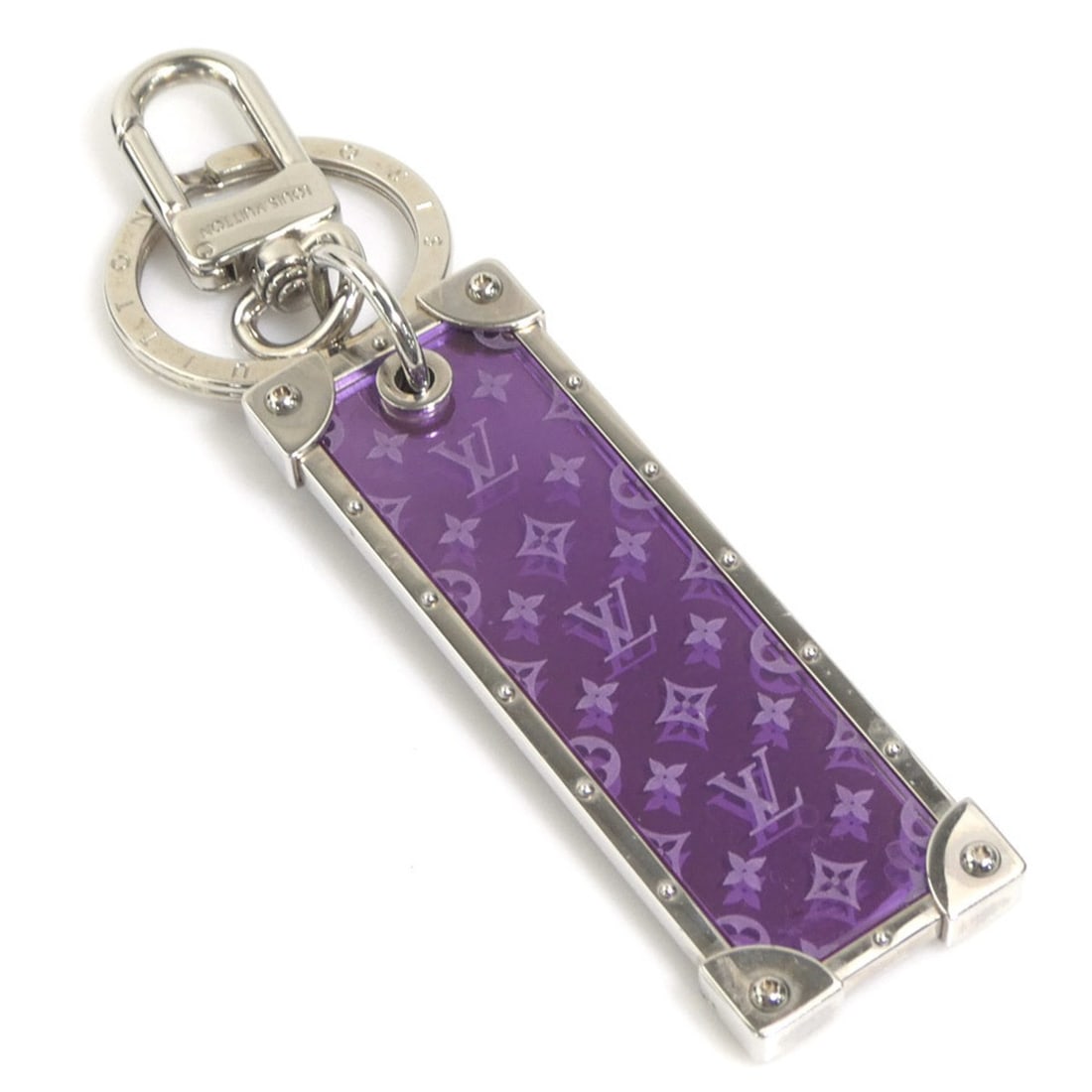 Louis Vuitton Porte Clés Mal Prisme Metal Key Ring Charm, Silver and Purple, Unisex, M68304, (1 of 12)