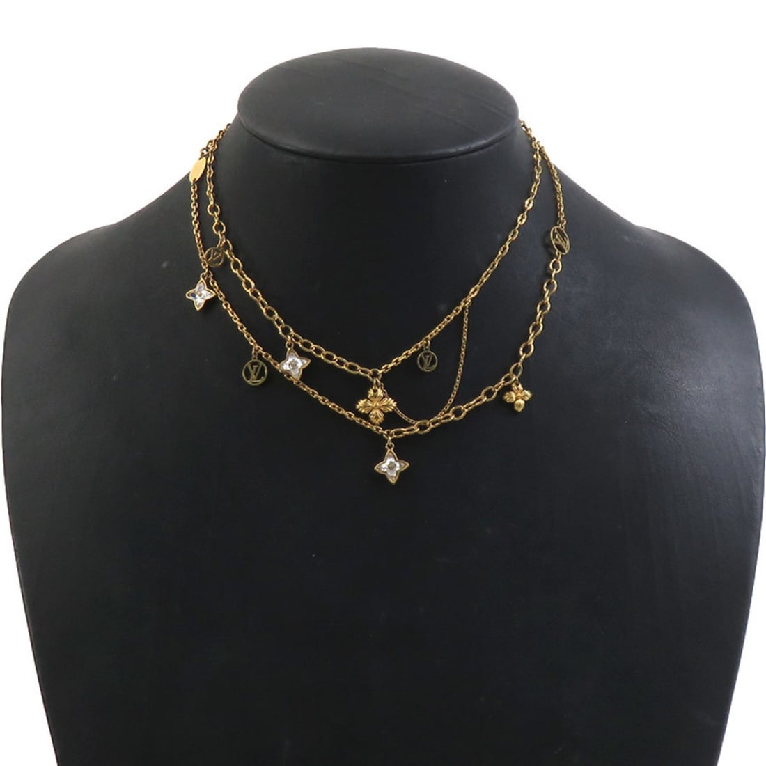 Louis Vuitton Collier Blooming Strass Metal Gold Necklace for Women h31935k (1 of 10)