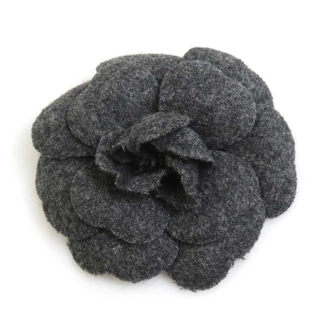 CHANEL Camellia Felt Brooch Corsage, Gray, Women's, e61466a (1 of 18)