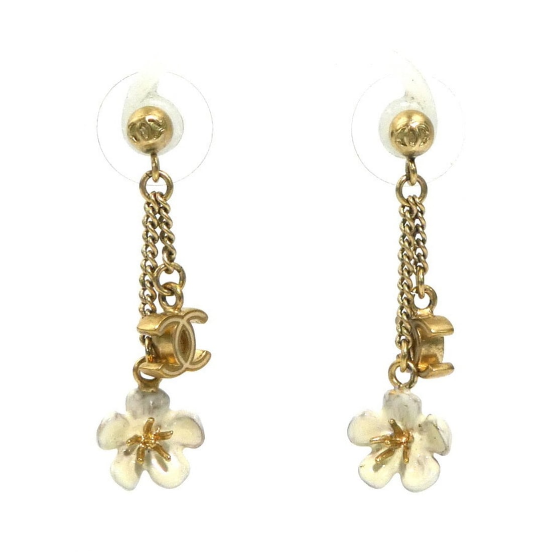 CHANEL Women's Gold and White Metal Earrings h31929a (1 of 13)
