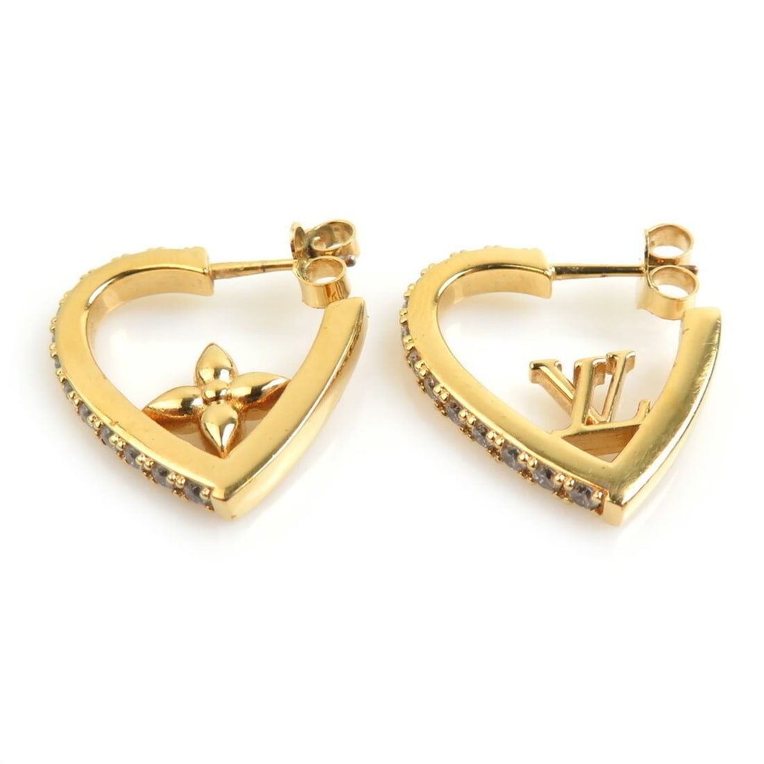 Louis Vuitton My LV Love Earrings, Metal/Rhinestone, Gold/Silver, Women's, M01616 e61455i (1 of 12)