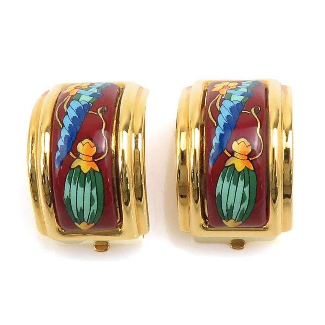 Hermes Hermès cloisonné earrings in metal and enamel gold multicolor, women's, e61452a (1 of 18)