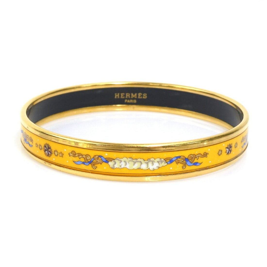 Hermès HERMES bangle bracelet in enamel, metal/enamel, gold/yellow, women's, e61475a (1 of 15)