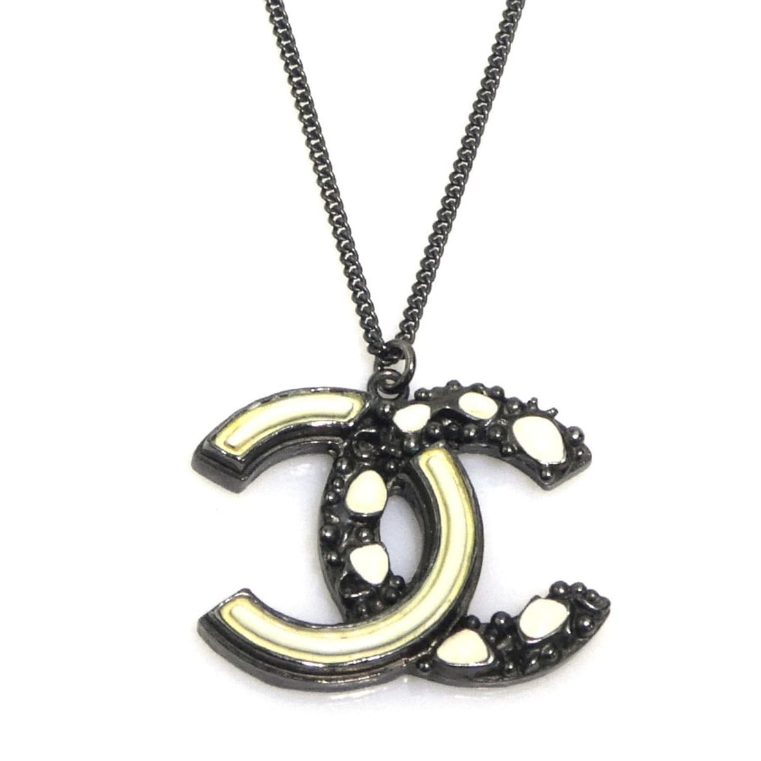 CHANEL Necklace in Gunmetal and White, Women's, 56546i (1 of 13)