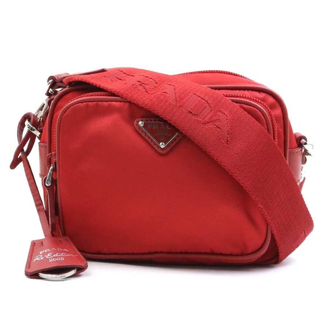 Prada PRADA Shoulder Bag, Nylon, Red, Women's, 1BH153 56534a (1 of 14)