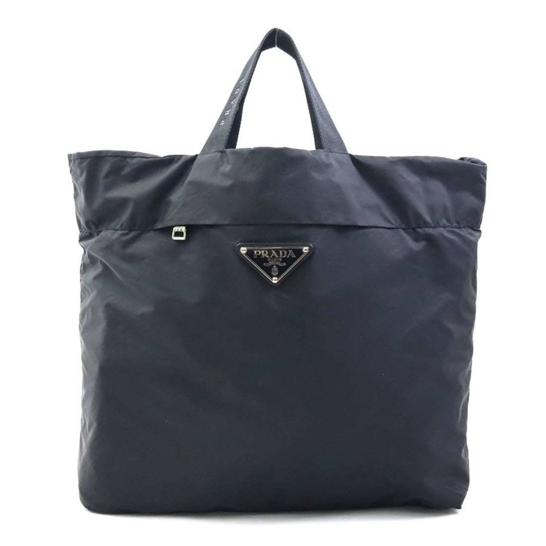 Prada eco bag, nylon, black, unisex, 56531a: --- Catalog ---Category: SizeSize (HxWxD): 31cm x 34cm x 11cm / 12.2'' x 13.38'' x 4.33''Category: DesignType: Eco-bag, HandbagColor: BlackGender: Men,WomenMaterial: Nylon Category: GeneralBrand: Prad