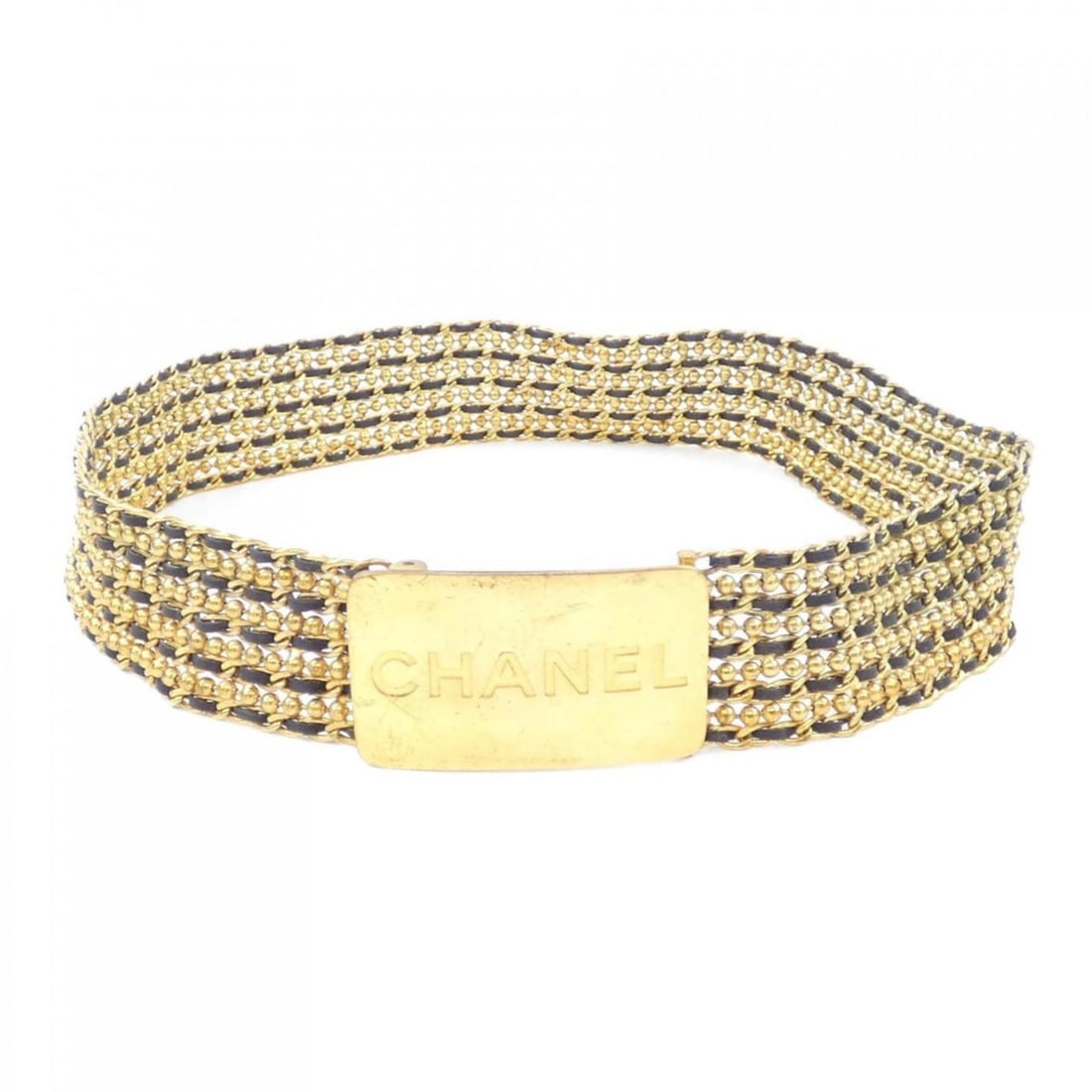 CHANEL belt: --- Catalog ---Category: SizeLength: 64.5cm - 64cm / 25.39'' - 25.19''Category: DesignType: Standard beltColor: Black, GoldGender: WomenCategory: GeneralBrand: Chanel--- Item List ---Section: Conditio