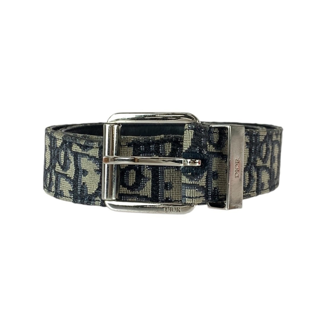 Christian Dior Dior Oblique Jacquard 85cm Belt, Navy Blue with Silver Hardware, Canvas and Leather,: --- Catalog ---Category: SizeLength: 78cm - 88cm / 30.7'' - 34.64''Category: DesignType: Standard beltColor: NavyGender: MenMaterial (Strap): Canvas , Leather Category: GeneralMPN: