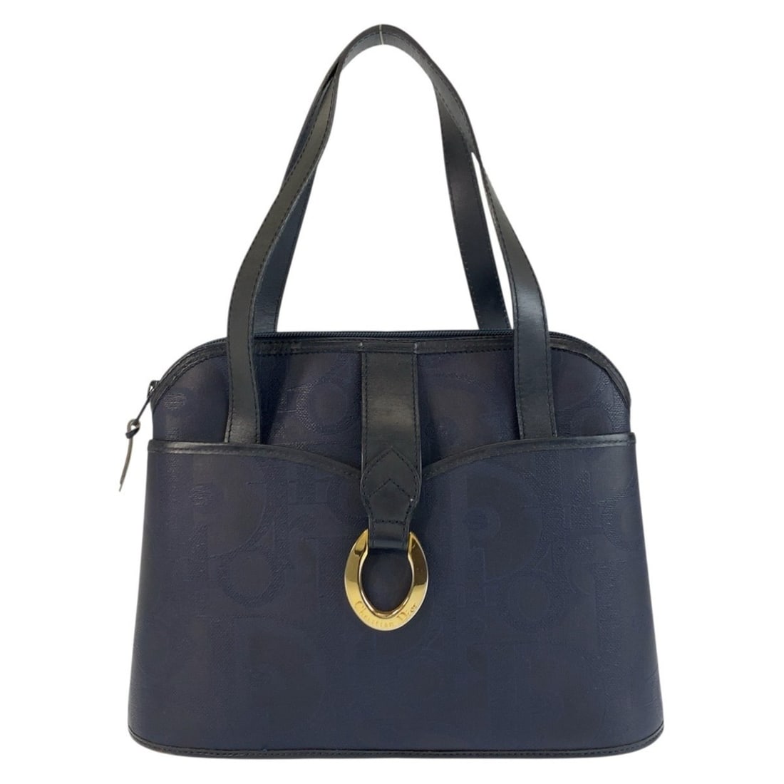Christian Dior Vintage Trotter Navy Leather Handbag/Shoulder Bag with Gold Hardware for Women: --- Catalog ---Category: SizeSize (HxWxD): 22cm x 30cm x 8cm / 8.66'' x 11.81'' x 3.14''Category: DesignType: Handbag, Shoulder bagColor: NavyGender: WomenMaterial: PVC , Leather Hardware Color: