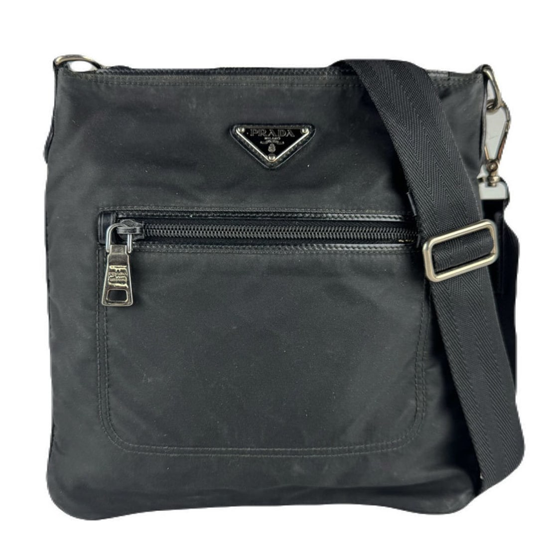 Prada PRADA Shoulder Bag Nylon Black Silver Unisex z8690 (1 of 11)