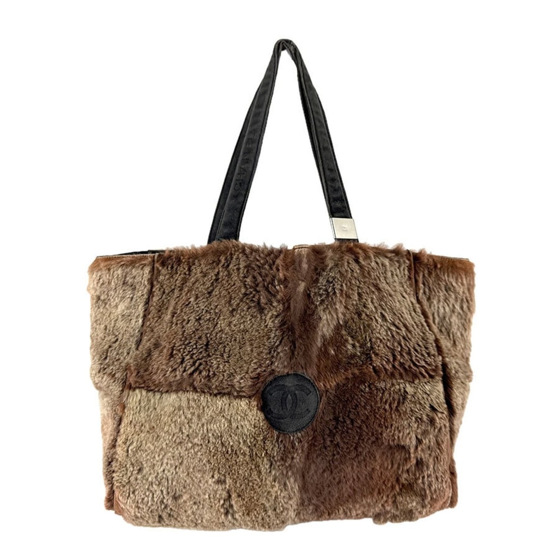 CHANEL Handbag, Fur/Suede, Brown and Black, Women's, z8680 (1 of 14)