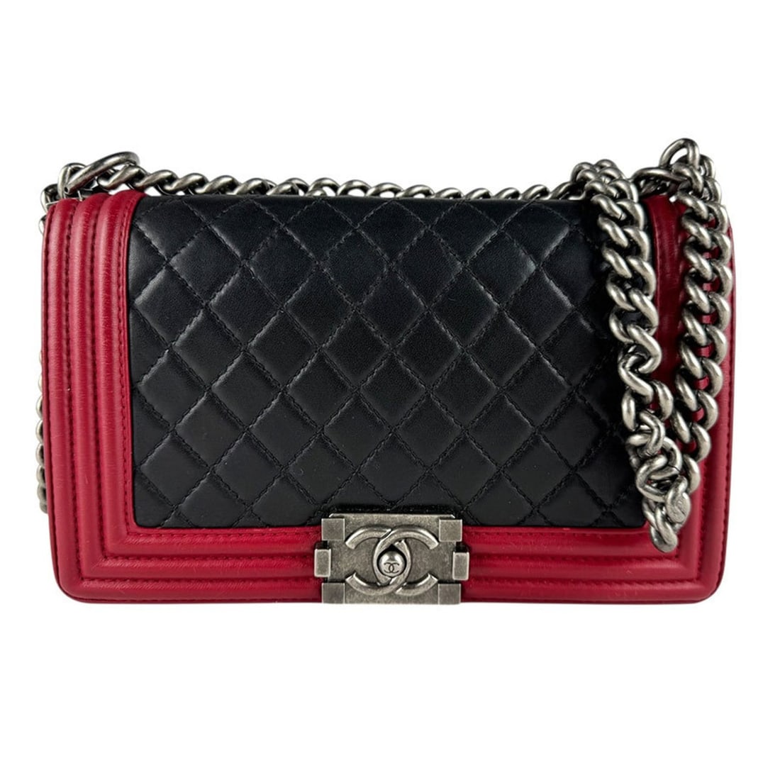 CHANEL Boy Chanel Shoulder Bag, Leather, Red and Black, Women's, z8671: --- Catalog ---Category: SizeSize (HxWxD): 15cm x 25cm x 6cm / 5.9'' x 9.84'' x 2.36''Category: DesignType: Shoulder bagColor: Black, Red colorGender: WomenMaterial: Leather Category: GeneralBrand: Ch