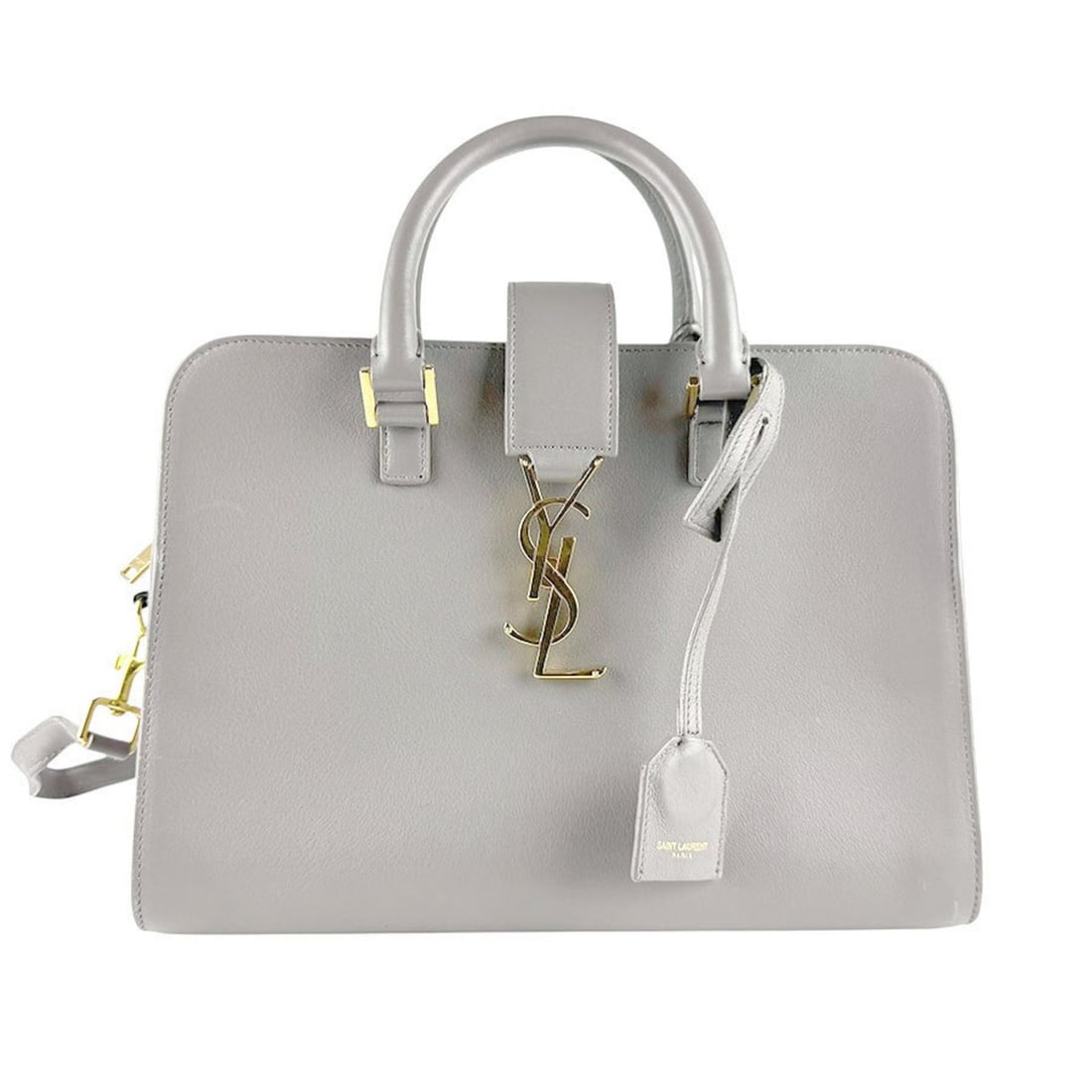 Saint Laurent Baby Cabas Leather Handbag/Shoulder Bag in Gray and Gold for Women (z8550) (1 of 10)