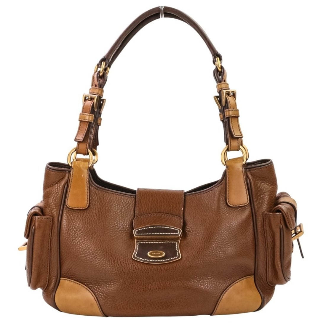 PRADA VIT DAINO ROCKE Shrink Leather One-Shoulder Bag/Handbag BR2672 Brown Women's: --- Catalog ---Category: SizeSize (HxWxD): 18cm x 33cm x 12cm / 7.08'' x 12.99'' x 4.72''Category: DesignType: Handbag, Shoulder bagColor: BrownGender: WomenCategory: GeneralBrand: Prada--- Item List
