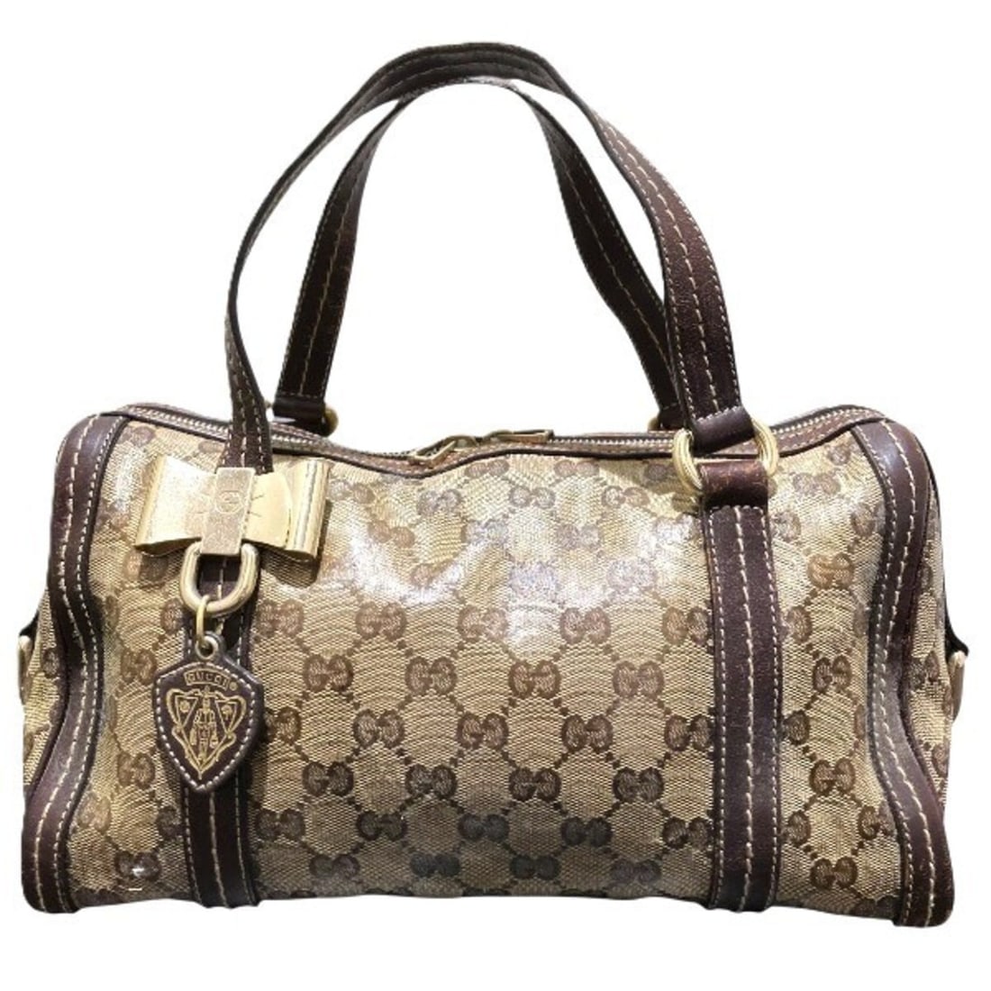 Gucci GG Crystal 181487 Bag Handbag Women's: --- Catalog ---Category: SizeSize (HxWxD): 16cm x 30cm x 15cm / 6.29'' x 11.81'' x 5.9''Category: DesignType: HandbagColor: BrownGender: WomenMaterial: GG Crystal , PVC , Leather Leather/Fur Type: Ena