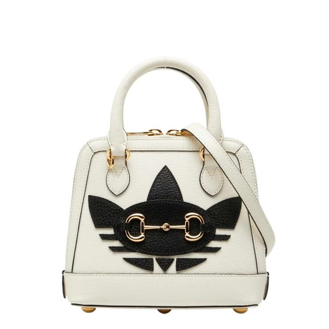 Gucci x adidas Horsebit 1955 Handbag/Shoulder Bag, 2-Way, 677212, White/Black Leather, Women's: --- Catalog ---Category: SizeSize (HxWxD): 18.5cm x 20cm x 7.5cm / 7.28'' x 7.87'' x 2.95''Category: DesignType: Handbag, Shoulder bagColor: Black, WhiteGender: WomenMaterial: Leather Category: Genera