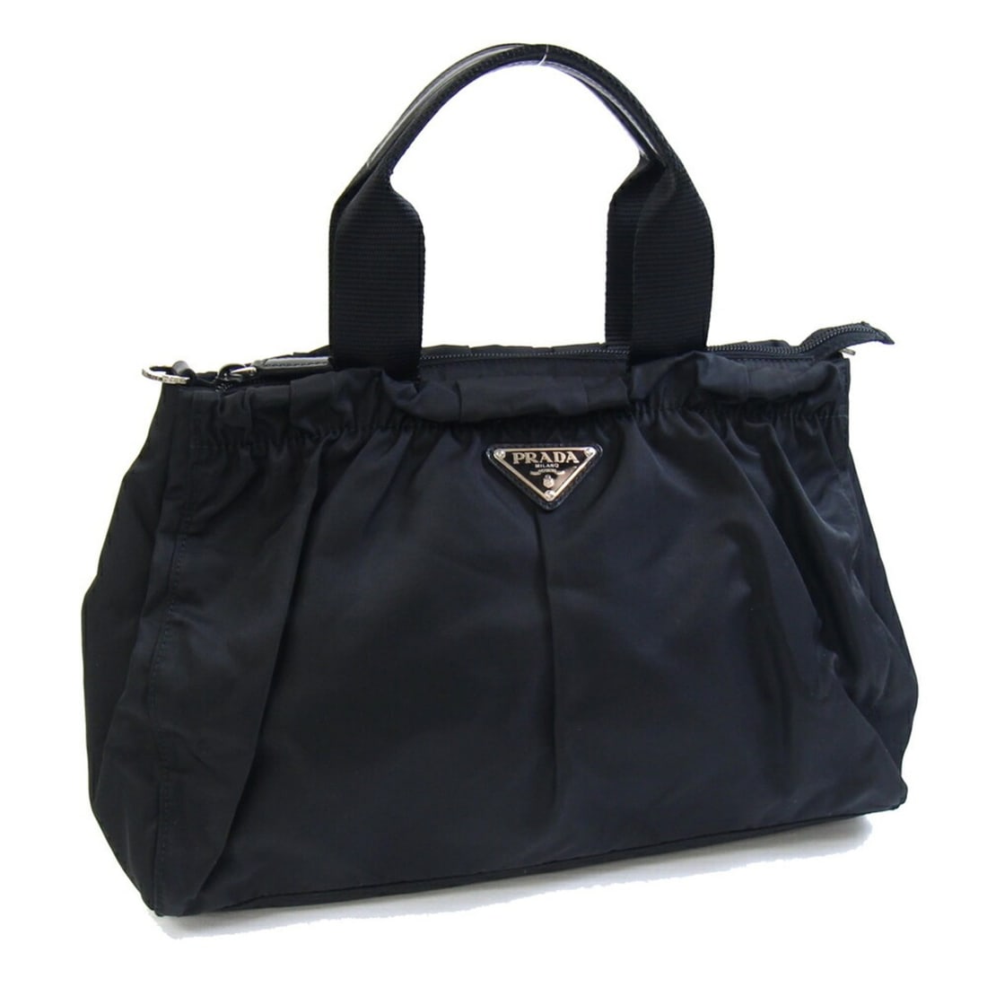 Prada Handbag BN1663 Black Nylon and Leather Gathered Women's PRADA | Handbag, Bag, Tote, Tote Bag (1 of 12)
