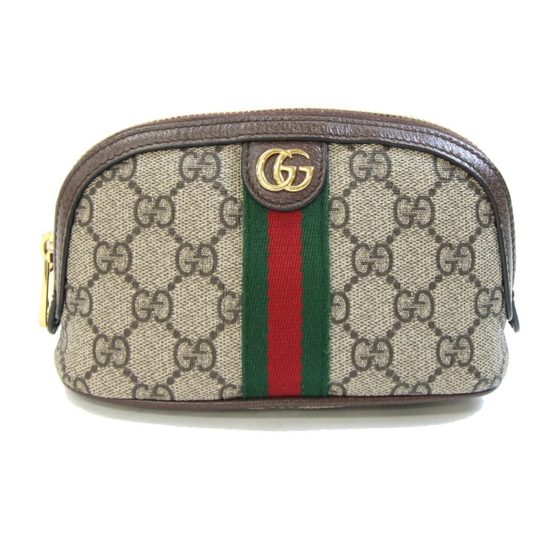 Gucci Offdia Bag Pouch 625550 Beige and Dark Brown Leather Makeup Half-Moon Shape Women's GUCCI (1 of 10)
