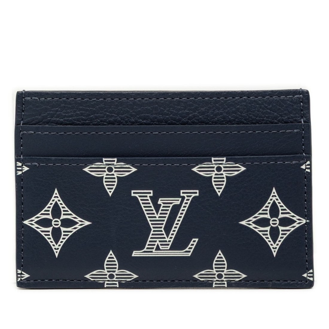 Louis Vuitton Monogram Shadow Porte Carte Double Card Case/Pass Case M83700 Navy/White Leather Men's (1 of 10)
