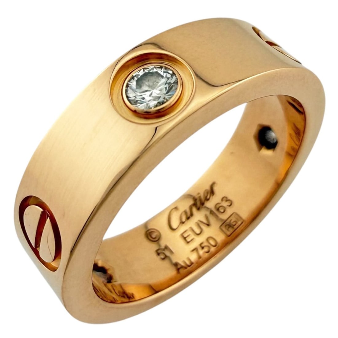 Cartier Love Half Diamond Ring, 1, 18k Gold, Diamond, Women's, Pre-owned (1 of 8)