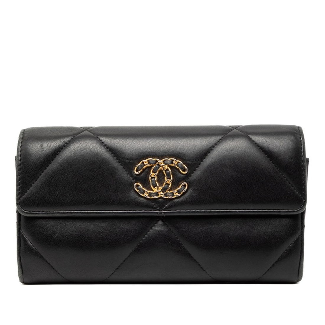 CHANEL Chanel 19 Coco Mark Long Flap Wallet AP0955 Black Lambskin Women's (1 of 11)