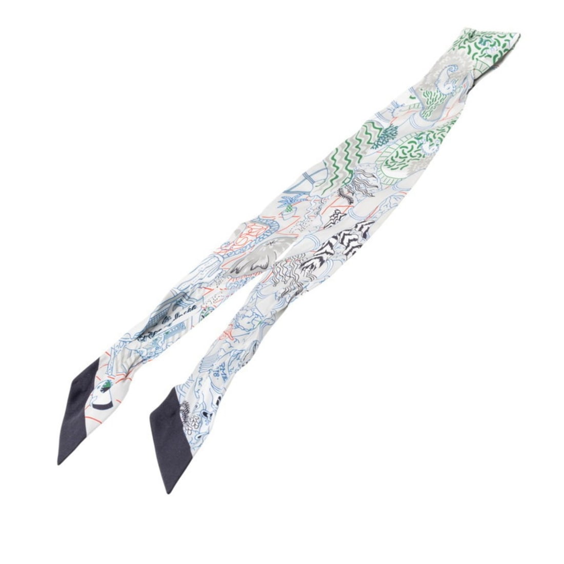 Hermes Hermès Twilly Splash Park Scarf/Muffler in Greige and Multicolor Silk for Women (1 of 13)