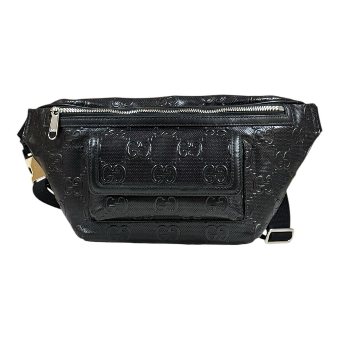 Gucci GG embossed waist bag, leather 645093, black, men's, pre-owned GUCCI body bag: --- Catalog ---Category: SizeSize (HxWxD): 19cm x 40cm x 5cm / 7.48'' x 15.74'' x 1.96''Category: DesignType: Fanny packColor: BlackGender: MenMaterial: Leather Category: GeneralMPN: 645093Brand: Gucc