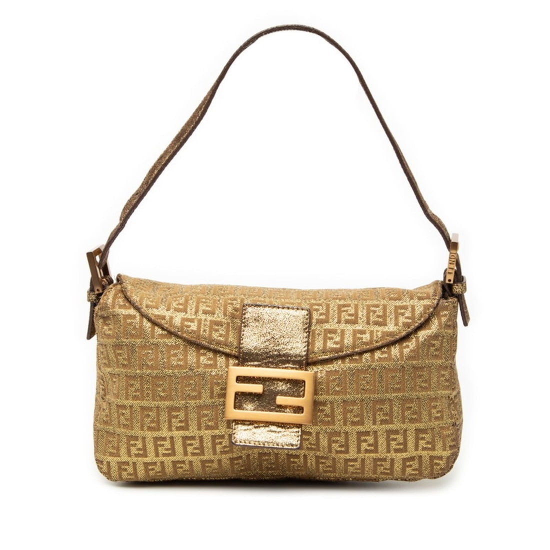 Fendi Zucchino Mamma Bucket Handbag/Shoulder Bag 8BR003 Gold Canvas and Leather Women's FENDI (1 of 13)